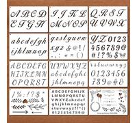 Juego de 12 plantillas de letras - PET extra grueso y bordes lisos - Plantillas reutilizables para diario de balas DIY y placas de madera