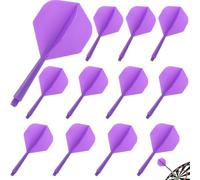 Juego de 12 plumas para dardos con cañas estables, color violeta, accesorios de fusión, volantes con caña, cañas integradas y plumas fijas, sistema de vuelo combinado (2BA)