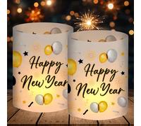 Juego de 12 Portavelas para Mesa de Año Nuevo 2025 - Decoración y Accesorios para Fiestas Infantiles - Regalo