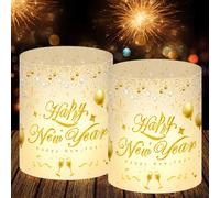 Juego de 12 Portavelas para Mesa de Año Nuevo, Portavelas para Mesa de Nochevieja 2026, Portavela Decoración de Happy New Year 2026, Adecuado para Nochevieja Velas de té o Velas