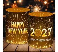 Juego de 12 portavelas para mesa de Nochevieja, decoración de Nochevieja 2026, color negro y dorado, para decoración de Año Nuevo, ideal para velas de té o velas