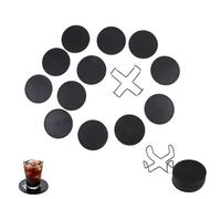 Juego De 12 Posavasos Silicona con Soporte Metálico - Almohadillas Redondas para Bebidas, Protección Mesa, Resistente Al Calor(Black)