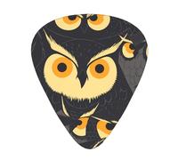 Juego de 12 púas de guitarra cómodas en la mano con bordes lisos, tres grosores para que coincida con la impresión de búho de ojos amarillos