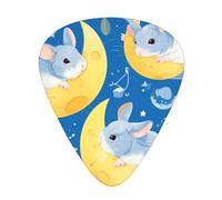 Juego de 12 púas de guitarra cómodas en la mano con bordes lisos, tres grosores para que coincida con la impresión de chinchillas azules y lunares