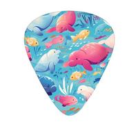 Juego de 12 púas de guitarra cómodas en la mano con bordes lisos, tres grosores para que coincida con la impresión Crazy Save Manatee