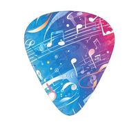 Juego de 12 púas de guitarra cómodas en la mano con bordes lisos, tres grosores para que coincida con la música colorida. Impresión