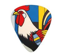 Juego de 12 púas de guitarra cómodas en la mano con bordes lisos, tres grosores para que coincida con la Edad Media, arte moderno, impresión de pollo