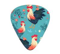 Juego de 12 púas de guitarra cómodas en la mano con bordes lisos. Tres grosores para que coincida con la impresión de gallo de pollo