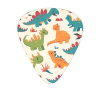 Juego de 12 púas de guitarra cómodas en la mano con bordes lisos, tres grosores para que coincida con la impresión de dinosaurios de dibujos animados
