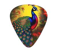 Juego de 12 púas de guitarra con diseño de flores de pavo real, 3 grosores para guitarra acústica, bajo, guitarra eléctrica y mucho más.