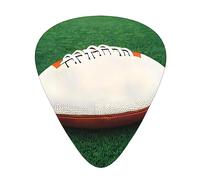 Juego de 12 púas de guitarra con diseño de pelota de rugby, color blanco, tono claro, sensación cómoda, fuerte resistencia al desgaste y dureza, viene con caja transparente