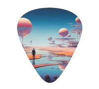 Juego de 12 púas de guitarra con diseño de planeta del desierto, disponible en 3 grosores, adecuadas para guitarras acústicas y eléctricas