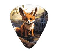 Juego de 12 púas de guitarra con diseño de zorro de dibujos animados, disponible en 3 grosores, adecuadas para guitarras acústicas y eléctricas