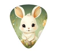 Juego de 12 púas de guitarra con estampado de conejo de dibujos animados, disponible en 3 grosores, adecuadas para guitarras acústicas y eléctricas