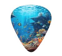 Juego de 12 púas de guitarra con estampado de flora y fauna submarina, disponible en 3 grosores, adecuadas para guitarras acústicas y eléctricas
