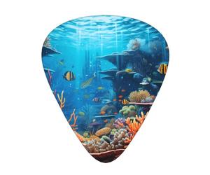 Juego de 12 púas de guitarra con estampado de flora y fauna submarina, disponible en 3 grosores, adecuadas para guitarras acústicas y eléctricas