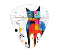 Juego de 12 púas de guitarra con estampado de gato extraño, disponible en 3 grosores, adecuadas para guitarras acústicas y eléctricas