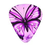 Juego de 12 púas de guitarra con estampado de mariposas moradas, disponibles en 3 grosores, adecuadas para guitarras acústicas y eléctricas