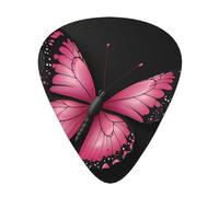 Juego de 12 púas de guitarra con estampado de mariposas rosas, disponibles en 3 grosores, adecuadas para guitarras acústicas y eléctricas