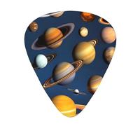 Juego de 12 púas de guitarra con estampado de planetas del sistema solar, disponible en 3 grosores, adecuadas para guitarras acústicas y eléctricas