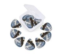 Juego de 12 púas de guitarra con estuche de almacenamiento, águila mosca en el cielo, púas de guitarra para bajo eléctrico acústico, 0,46 mm, 0,71 mm, 0,96 mm, púas de guitarra finas, medianas y