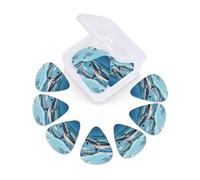 Juego de 12 púas de guitarra con estuche de almacenamiento, diseño de animales marinos y tiburones, para guitarra acústica y eléctrica de 0,46 mm, 0,71 mm, 0,96 mm, púas de guitarra finas y medianas