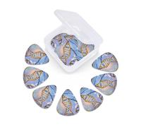 Juego de 12 púas de guitarra con estuche de almacenamiento DNA Genetic Helix para guitarra acústica eléctrica y bajo, 0,46 mm, 0,71 mm, 0,96 mm, finas, medianas y pesadas, para principiantes y músicos