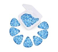 Juego de 12 púas de guitarra con estuche de almacenamiento, fondo de cubo de hielo azul, púas de guitarra para bajo eléctrico acústico, 0,46 mm, 0,71 mm, 0,96 mm, púas de guitarra finas, medianas y