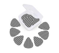 Juego de 12 púas de guitarra con estuche de almacenamiento, patas de gallo, color negro, para bajo eléctrico y acústico, 0,46 mm, 0,71 mm, 0,96 mm, delgadas, medianas y pesadas para principiantes y