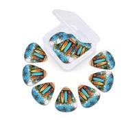 Juego de 12 púas de guitarra con estuche de almacenamiento, púas de guitarra Surf's Up para guitarra acústica eléctrica y bajo, 0,46 mm, 0,71 mm, 0,96 mm, púas de guitarra finas y medianas para