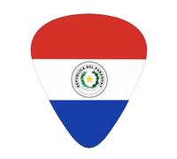 Juego de 12 púas de guitarra con la bandera de Paraguay, perfectas para principiantes y profesionales (bajo, eléctrico y guitarras acústicas)
