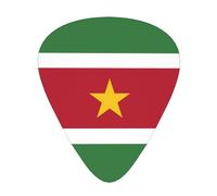 Juego de 12 púas de guitarra con la bandera de Surinam, perfectas para principiantes y profesionales (bajo, eléctrico y guitarras acústicas)
