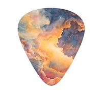 Juego de 12 púas de guitarra con patrón de acuarela de cielo estrellado mágico de grosor mixto, diseñadas para guitarras acústicas y eléctricas