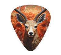 Juego de 12 púas de guitarra con patrón de antílope y flores de grosor mixto, diseñadas para guitarras acústicas y eléctricas