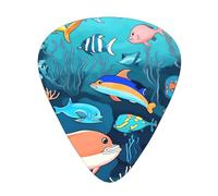 Juego de 12 púas de guitarra con patrón de delfines submarinos de grosor mixto, diseñadas para guitarras acústicas y eléctricas