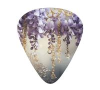 Juego de 12 púas de guitarra con patrón de flores violetas de cristal, disponibles en 3 grosores, adecuadas para guitarras acústicas y eléctricas