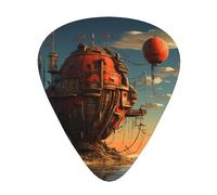 Juego de 12 púas de guitarra con patrón de fortaleza en el mar, diseñadas para guitarras acústicas y eléctricas