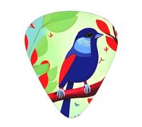 Juego de 12 púas de guitarra con patrón de hoja roja de grosor mixto, diseñadas para guitarras acústicas y eléctricas