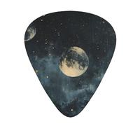 Juego de 12 púas de guitarra con patrón de planetas de grosor mixto, diseñadas para guitarras acústicas y eléctricas