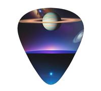Juego de 12 púas de guitarra con patrón de Saturno cósmico, disponible en 3 grosores, adecuadas para guitarras acústicas y eléctricas