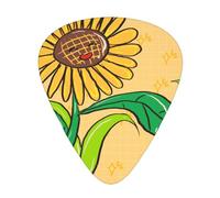 Juego de 12 púas de guitarra con patrón de semillas de girasol y girasoles, disponible en 3 grosores, adecuado para guitarras acústicas y eléctricas