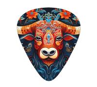 Juego de 12 púas de guitarra con patrones divertidos de vaca de grosor mixto, diseñadas para guitarras acústicas y eléctricas