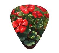 Juego de 12 púas de guitarra de geranios rojos, 3 grosores para guitarra acústica, bajo, guitarra eléctrica y más.