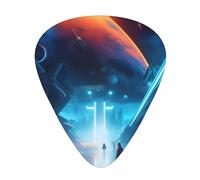 Juego de 12 púas de guitarra de grosor mixto de ciencia ficción con patrones futuros, diseñadas para guitarras acústicas y eléctricas