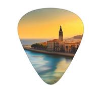 Juego de 12 púas de guitarra estampadas Sunset in Barcelona, disponibles en 3 grosores, adecuadas para guitarras acústicas y eléctricas