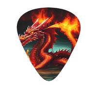 Juego de 12 púas de guitarra. Estampado Dragon King in Fire, cómodo y resistente al desgaste, tono nítido para guitarra y ukelele