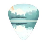 Juego de 12 púas de guitarra Fallen Leaves On A Tranquil Lake, incluye 3 grosores de púas para guitarras acústicas, ukeleles y más.