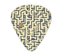Juego de 12 púas de guitarra multigrosor con mapa del tesoro del laberinto, tono claro, sensación cómoda, fuerte resistencia al desgaste y dureza, viene con caja transparente