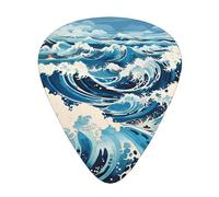 Juego de 12 púas de guitarra. Ondas estilo Ukiyo-e imprime un tono nítido cómodo y resistente al desgaste para guitarra y ukelele