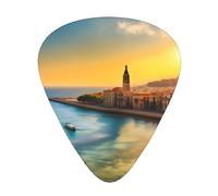 Juego de 12 púas de guitarraSunset in Barcelona Imprime un tono nítido cómodo y resistente al desgaste para guitarra y ukelele